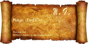 Mayr Iván névjegykártya